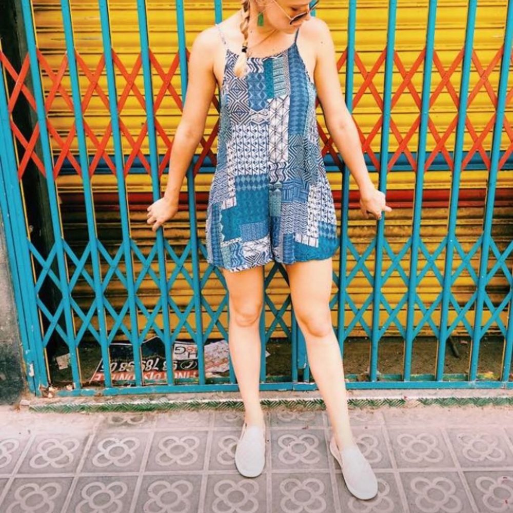 Blue Lush patterned romper